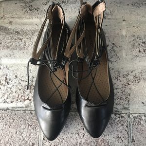 Black, Gladiator style flats